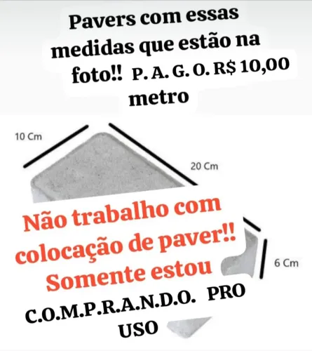 Paver usado padrão leia a descrição 