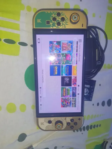 Nintendo switch oled edicao zelda d.e.s.b.l.o.q.u.e.a.d.o cartão 128 gigas