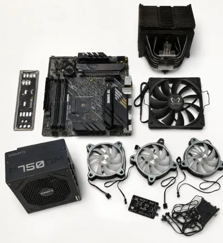 Kit upgrade AM4 - Placa mãe Asus TUF B550M, Fonte Gigabyte 750 e Kit de Fans Li
