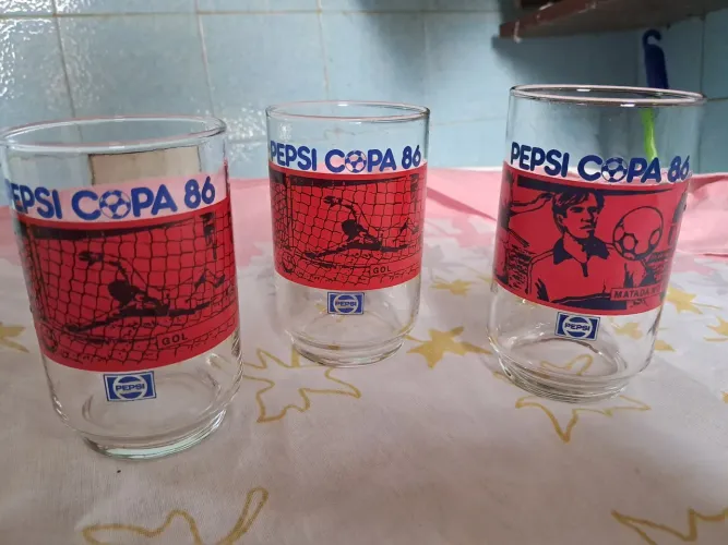 Kit 3 copos antigos Pepsi Copa 86. - Relíquia / Colecionador