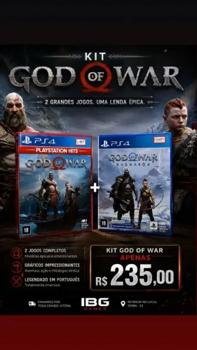 God of war ps4 ps5 kit com 2 jogos
