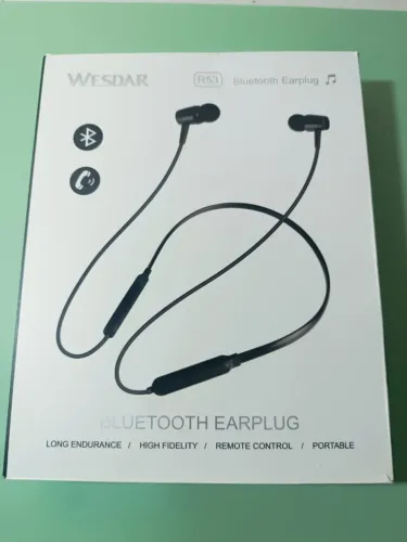Fone de ouvido bluetooth esportivo intra pt R53 Wesdar sem uso na caixa