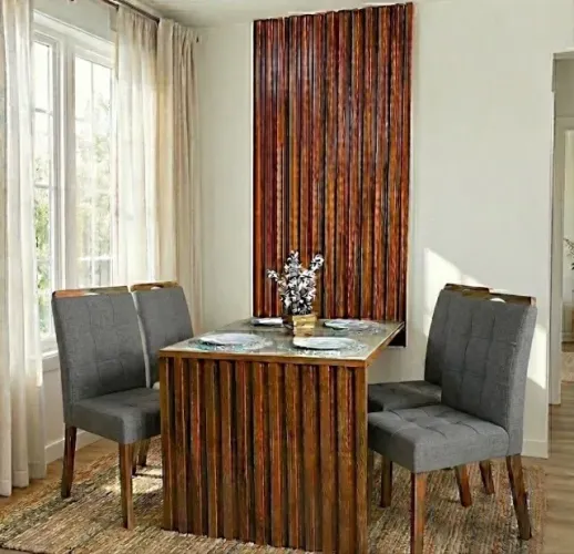 Mesa de Jantar Cancun 120cm com 4 Cadeiras Linho Cinza