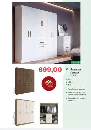 Guarda roupa Cancun , entrega e monta, super promoção