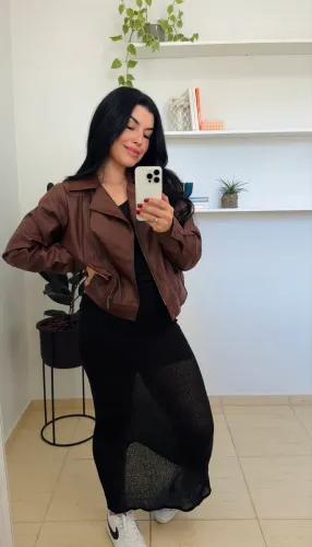 Jaqueta Feminina de Couro Sintético