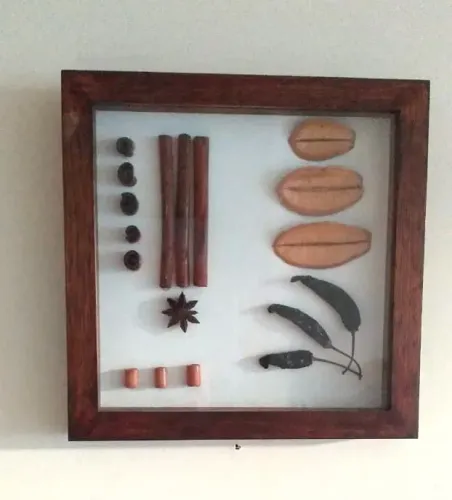 Quadros de madeira, japoneses, com vegetais secos. Tampa de acrílico. Novos.