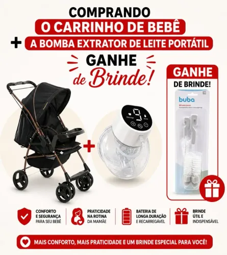 Carrinho de bebê e bomba extratora de leite + brinde