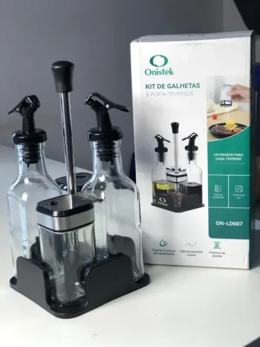 Kit de Galhetas e Porta-Temperos Onistek - Vidro, 6 peças (cód. ON-LD070)