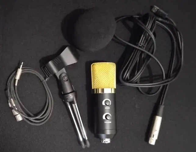Microfone Condensador BM-800 + Tripé + Espuma Antirruído
