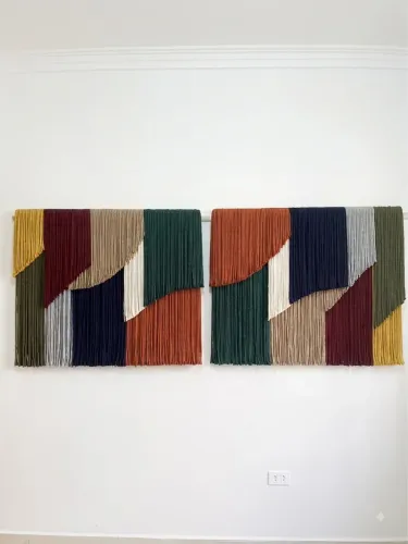Tapeçaria de parede macrame contemporâneo 3D