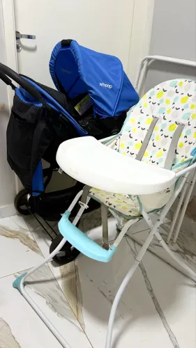 Carrinho de bebê whoop + bebê conforto + cadeirão