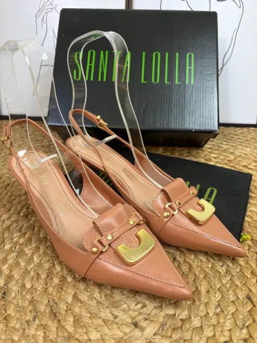 Slingback couro comfort Safari nude santa Lolla 37 (novo)