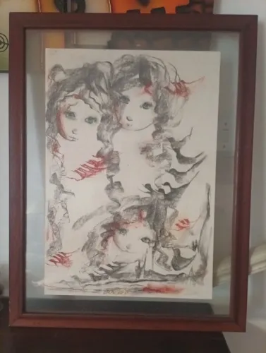 Quadro antigo figuras mitológicas