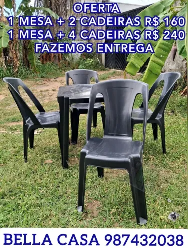 MESA MAIS CADEIRA DE PLASTICO I IDEAL P PARA A APARTAMENTO