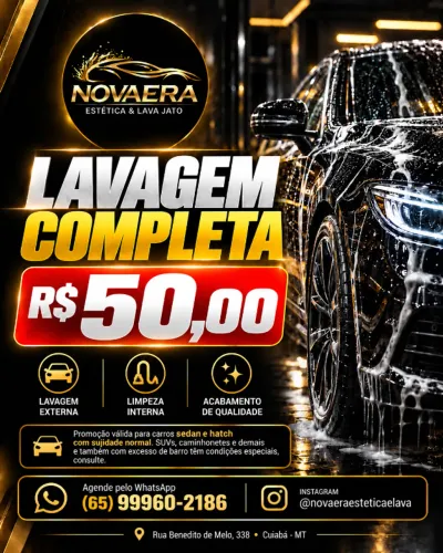 Lavagem completa R$ 50,00 (lava jato)