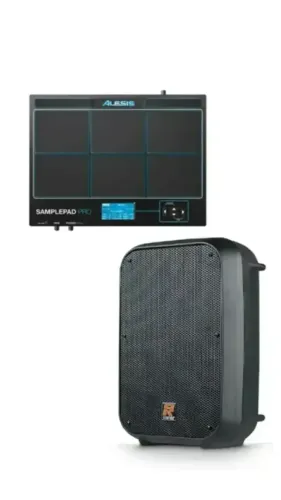 Percussão Eletrônica Alesis 8 Pads Sample Pad Pro + Caixa Ativa Sr-88a - CARNAVAL