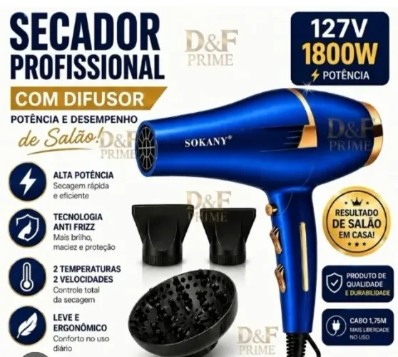 Secador de cabelo 1800w novo vai com difusor