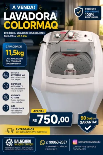 Vendo máquina de lavar colormaq 11,5 com 90 dias de garantia