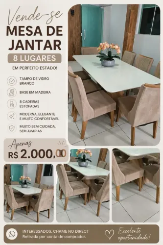 VENDO MESA DE JANTAR - 8 LUGARES