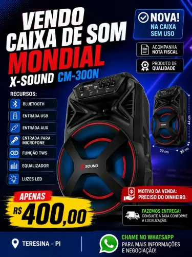 ? VENDO CAIXA DE SOM MONDIAL X-SOUND CM-300N - NOVA! ?