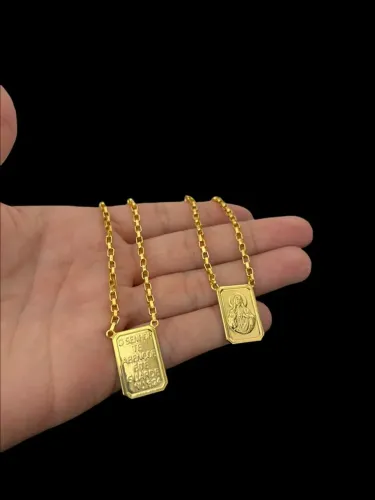 Escapulário 03mm banhado a ouro 18k 