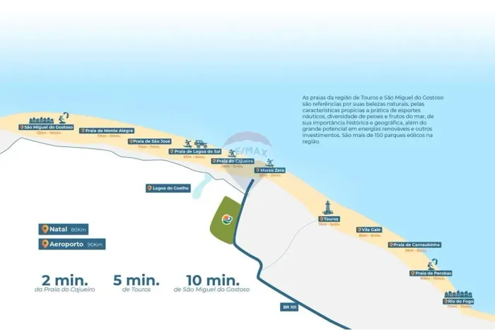 Terreno à venda com 800m² no condomínio CAJUEIRO BOULEVARD, Touros, RN!
