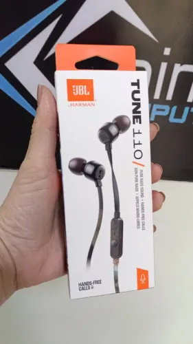 Fone de Ouvido Intra Auricular Com Fio Jbl Tune 110 - P2 P/Celular Pc Notebook C/Microfone