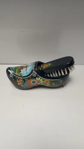 Peça decorativa tamanco holandês decorativo de madeira com escova pintado à mão