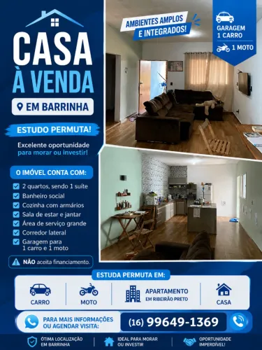 Casa a venda em Barrinha aceito carro, imóvel em Ribeirão...