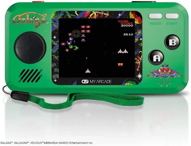Mini Game retrô com 3 jogos: GALAGA, GALAXIAN e XEVIOUS.