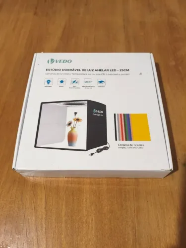 mini estúdio dobrável de luz anelar led 25cm