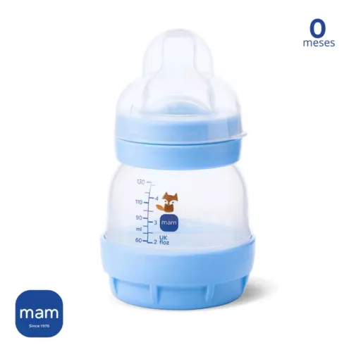 Mamadeira MAM Easy Start 130ml Anticólica Bico Silicone AZUL