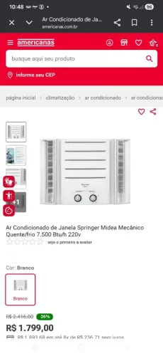 Ar condicionado Springer 7500 BTUs