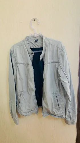 Jaqueta Masculina Casual Bege Gola Padre com Zíper