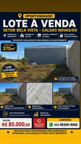 VENDE-SE LOTE DE 375 m² St BELA VISTA