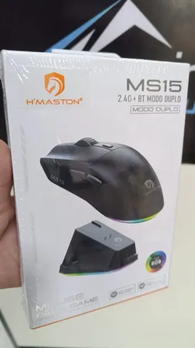 Mouse Gamer RGB Sem Fio H?Maston MS15 - Bluetooth 2.4G Recarregável com Base Loja Coimbra