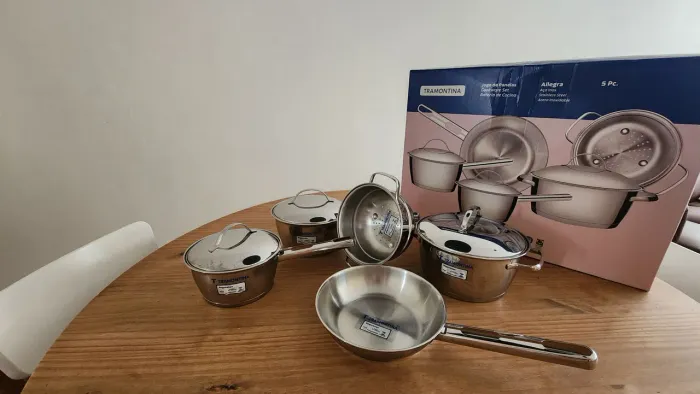 NOVO - JOGO DE PANELAS TRAMONTINA INOX 5PÇS ALLEGRA 