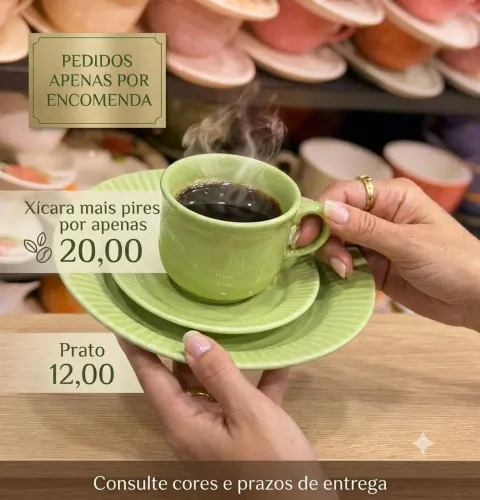XÍCARA+ PIRES DE CERÂMICA MATERIAL PARA A VIDA TODA
