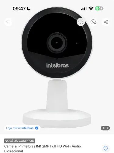 Câmera IP Intelbras IM1 2MP Full HD Wi-Fi Áudio Bidirecional