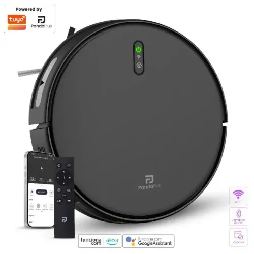Robô Aspirador Inteligente WiFi Alexa Google App Panda Plus Passa Pano Base Automática Biv