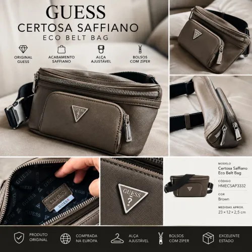 Bolsa GUESS Certosa Saffiano Eco Belt Bag - Brown