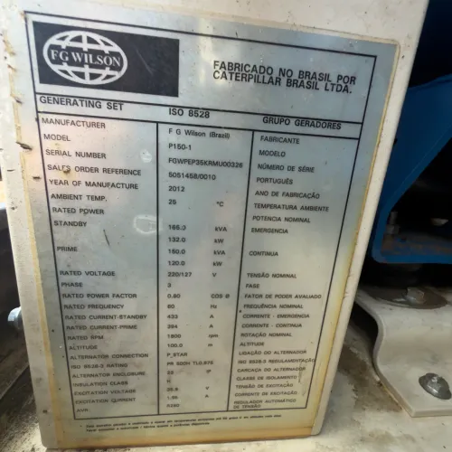 Gerador 165 kVA seme novo
