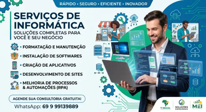 Formatação, Manutenção de Computadores e Instalação de Softwares, Criação de sites e app