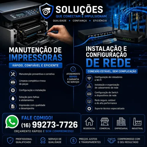 Manutenção/Instalação de impressoras e redes.