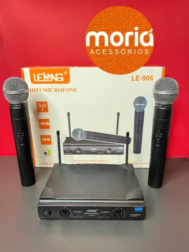 Microfones Sem Fio Duplo Hifi Dinâmico Profissional Lelong 906
