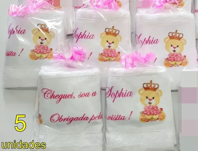 5 Toalhinhas de Mão / Lembrancinha P/ Maternidade Menina ou Menino + Embalagem