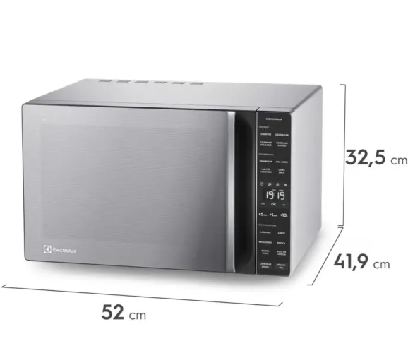 Micro ondas electrolux cor inox 36 litros grande