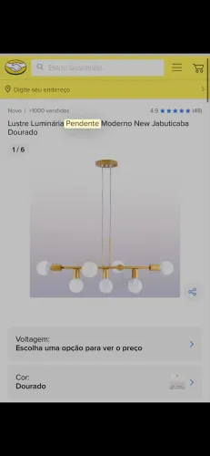 Pendente trilho dourado 