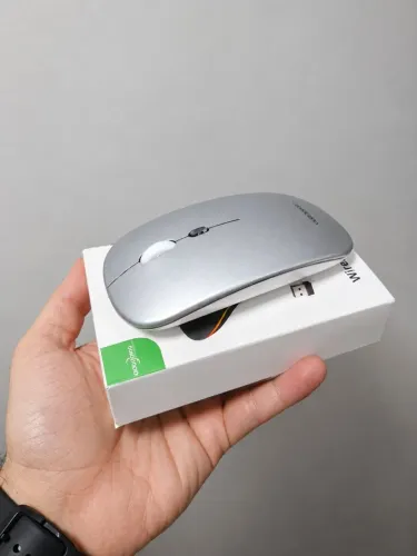Mouse Sem Fio Prata - Bluetooth + 2.4g
