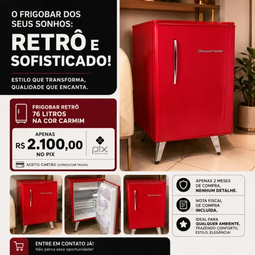 FRIGOBAR RETRÔ CARMIM 